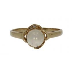 14 karaats gouden diamanten en parel dames ring