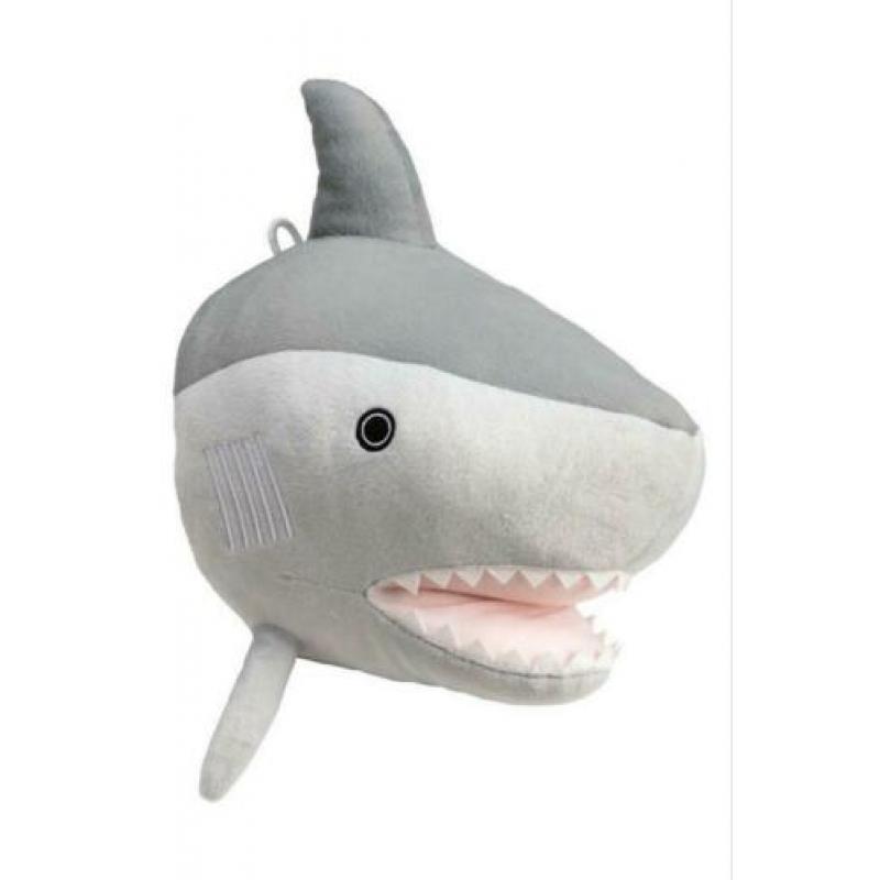 Nieuw! Pluche dierenkop haai. Wanddecoratie. Kinderkamer.