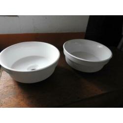 Set van twee ronde waskommen, 38 cm, gedeeltelijk inbouw