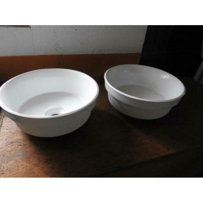 Set van twee ronde waskommen, 38 cm, gedeeltelijk inbouw