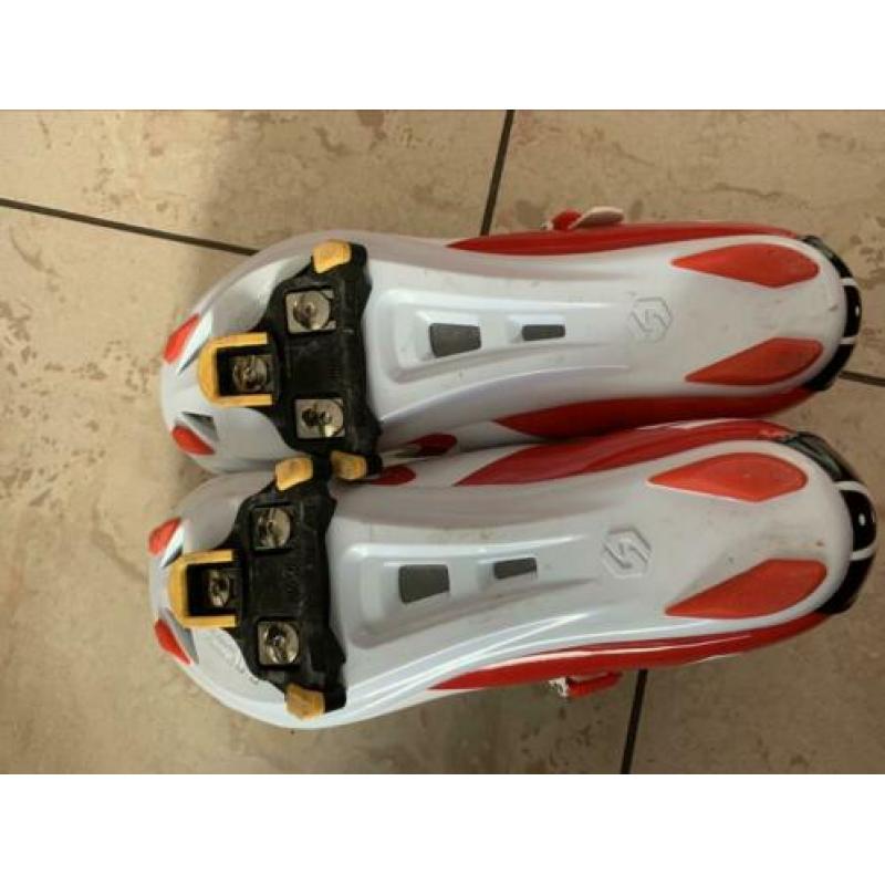 Fietsschoenen, wit/rood van merk sidebike