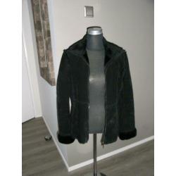 zwart echt suede/leren lammy/jas CHAZZ mt 38/40, NIEUW!