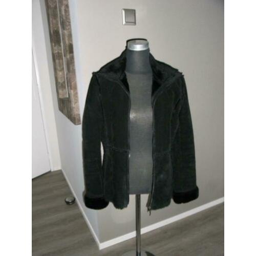 zwart echt suede/leren lammy/jas CHAZZ mt 38/40, NIEUW!