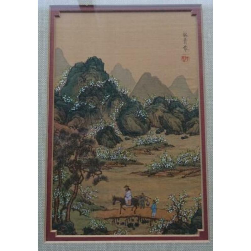 Antiek Chinees schilderij (Aquarel) rond 1900