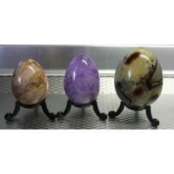 3 Prachtige Steen-eieren, AMETHYST-SEPTARIA-VERSTEEND HOUT