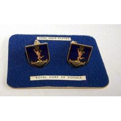 Set manchetknopen Royal Corp of Signals. Hard Gold Plated.