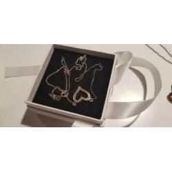 Zilveren ketting met hart en strass - nieuw
