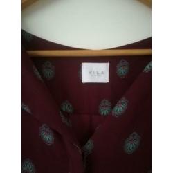 Supermooie blouse tuniek bordeaux print Vila 42