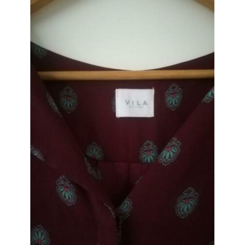 Supermooie blouse tuniek bordeaux print Vila 42