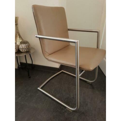 4/6 mokka industrieel eetkamerstoelen/kantoorstoel leer