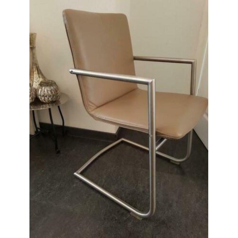 4/6 mokka industrieel eetkamerstoelen/kantoorstoel leer
