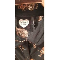 Catwalk junkie blouse groen maat m leopard tijger zgan