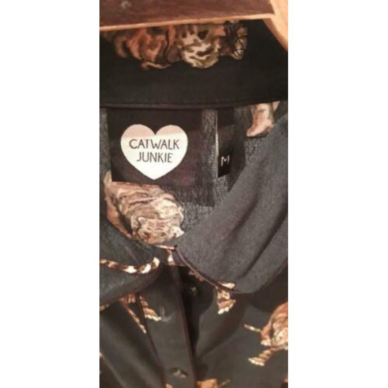 Catwalk junkie blouse groen maat m leopard tijger zgan