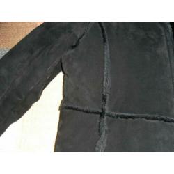 zwart echt suede/leren lammy/jas CHAZZ mt 38/40, NIEUW!