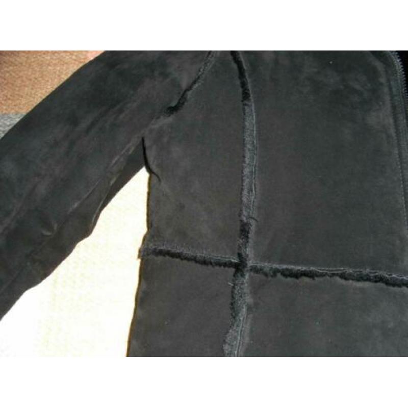 zwart echt suede/leren lammy/jas CHAZZ mt 38/40, NIEUW!