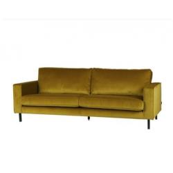 3-zits bank hocker fauteuil velours okergeel fluweel