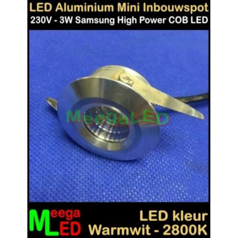 LED 230V mini inbouwspot spot COB 3watt M2 - Warmwit NDB