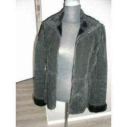 zwart echt suede/leren lammy/jas CHAZZ mt 38/40, NIEUW!