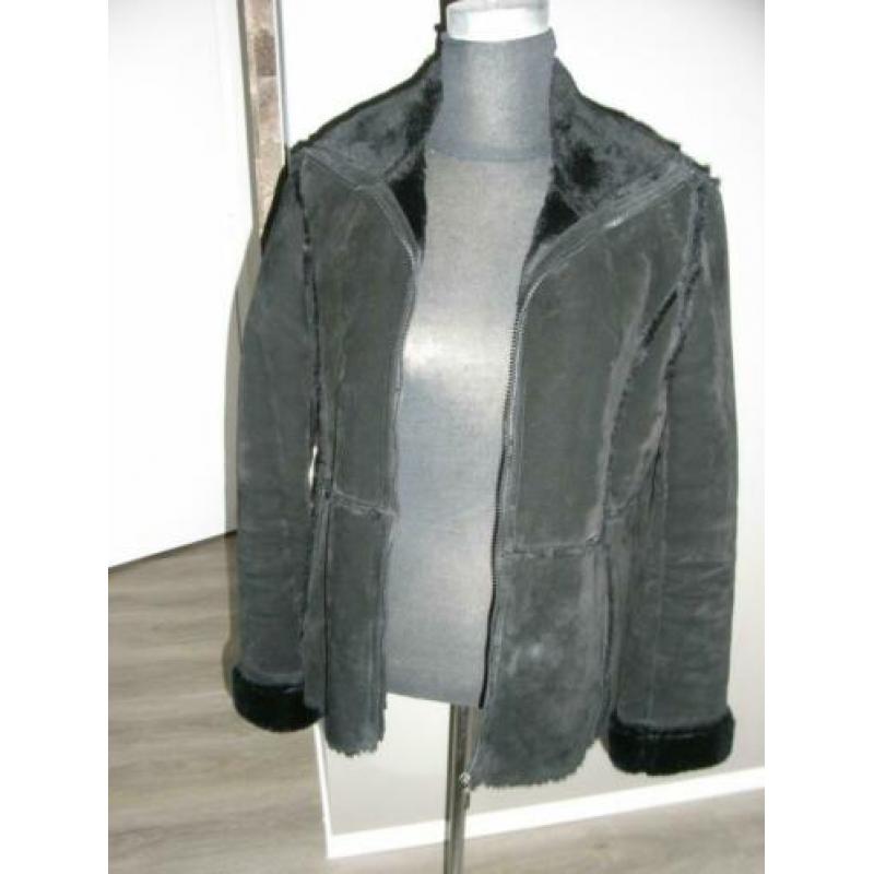 zwart echt suede/leren lammy/jas CHAZZ mt 38/40, NIEUW!