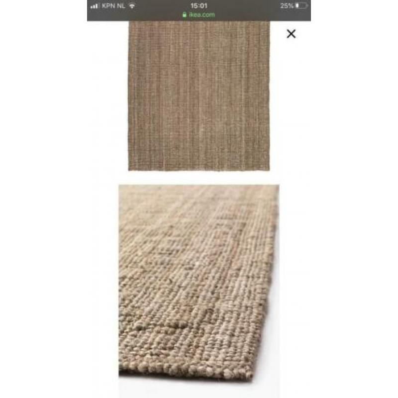 ZGAN groot vloerkleed geweven Lohals jute 160x230. €25,-