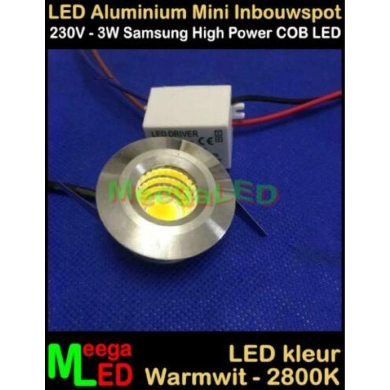 LED 230V mini inbouwspot spot COB 3watt M2 - Warmwit NDB