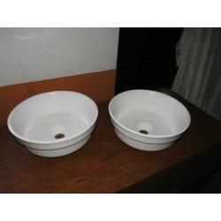 Set van twee ronde waskommen, 38 cm, gedeeltelijk inbouw