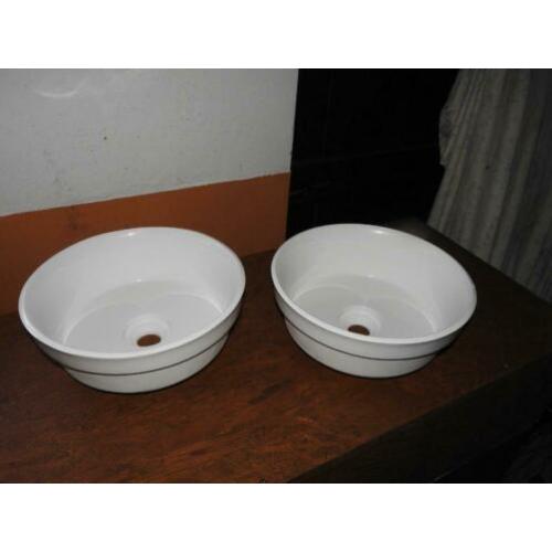 Set van twee ronde waskommen, 38 cm, gedeeltelijk inbouw