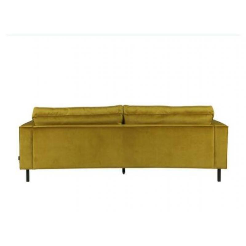 3-zits bank hocker fauteuil velours okergeel fluweel