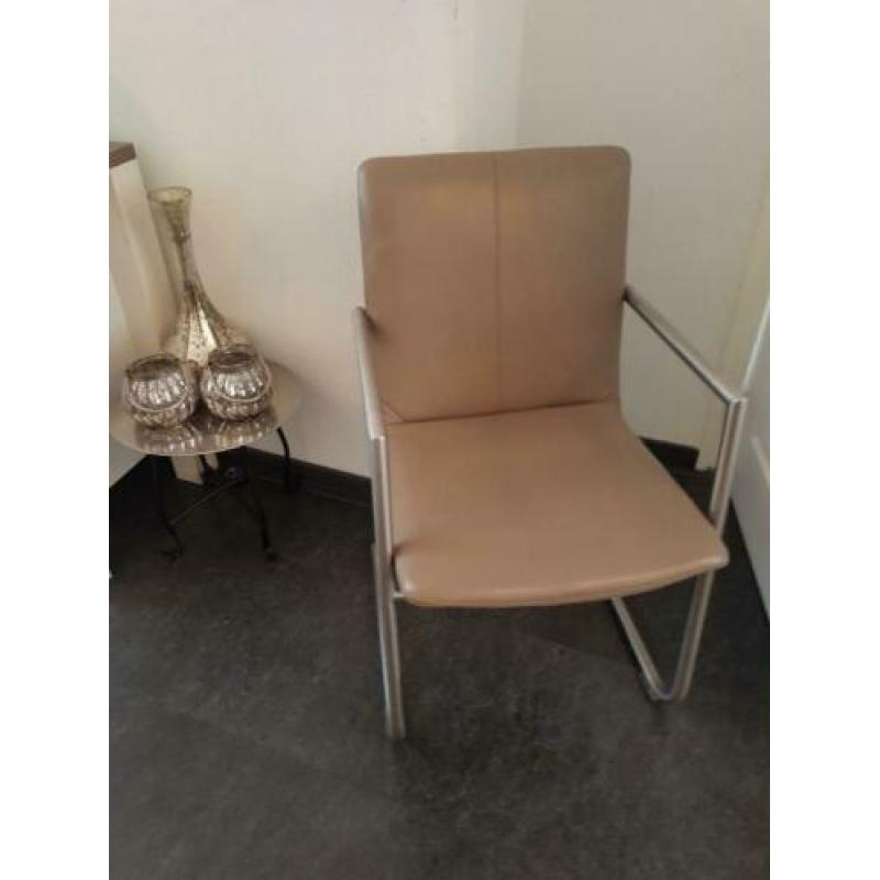 4/6 mokka industrieel eetkamerstoelen/kantoorstoel leer