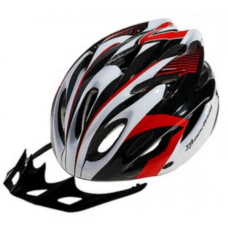 Fietshelm wielrenhelm mtb racefiets fiets helm rood wit zwar