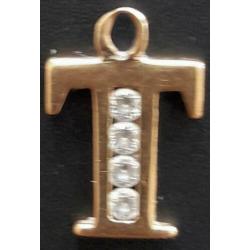 Gouden 585 hangertje met 4 briljantjes 1,5x1,2 cm, 2 gram