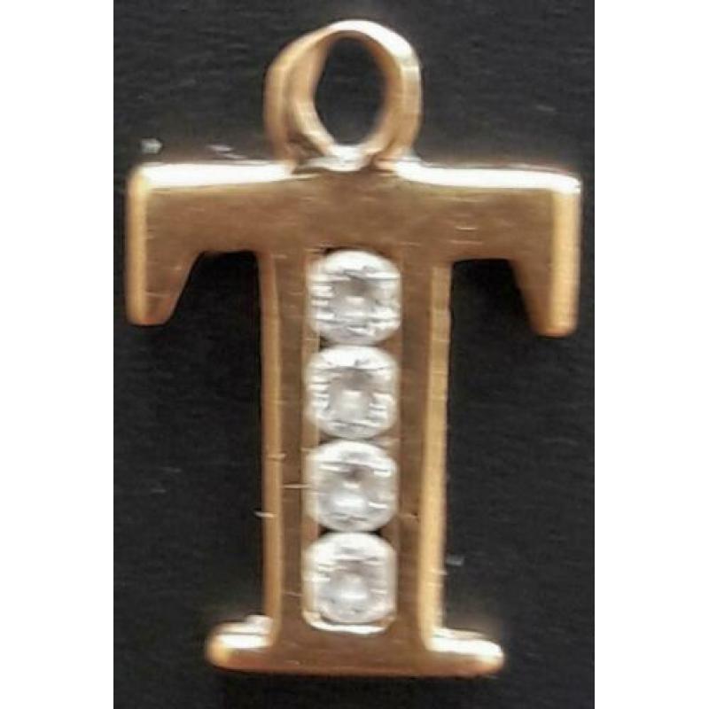Gouden 585 hangertje met 4 briljantjes 1,5x1,2 cm, 2 gram