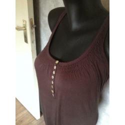 bruin zomer jurk 2xdun bandje lang 98 cm maat L hema