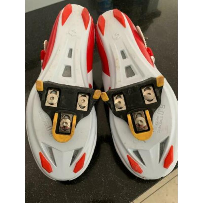 Fietsschoenen, wit/rood van merk sidebike