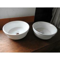Set van twee ronde waskommen, 38 cm, gedeeltelijk inbouw