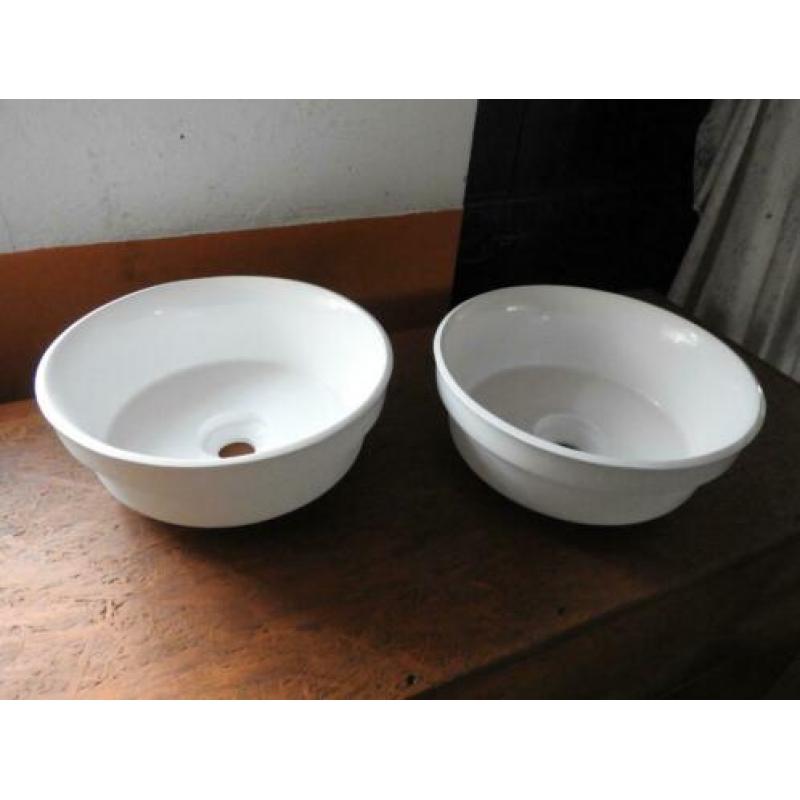 Set van twee ronde waskommen, 38 cm, gedeeltelijk inbouw
