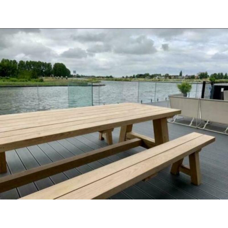 Massief eiken tuintafel buitentafel