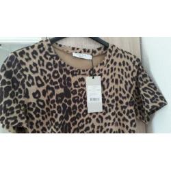 Nieuw costes beige bruin leopard shirt en riem mt m