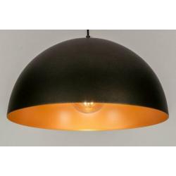 hanglamp retro aluminium 50cm zwart bruin karamel goud lamp