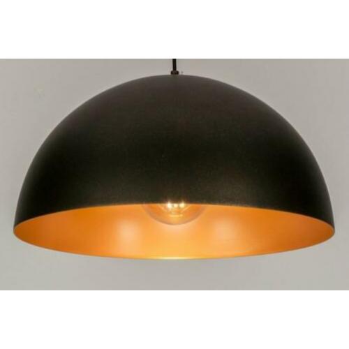 hanglamp retro aluminium 50cm zwart bruin karamel goud lamp