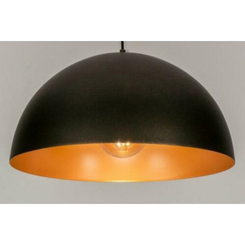 hanglamp retro aluminium 50cm zwart bruin karamel goud lamp