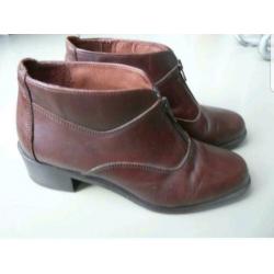 Vintage bruine leren schoenen laarsjes 38 de bijnkorf