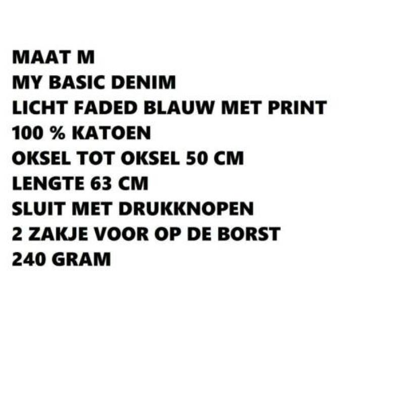Maat m - my basic denim - licht blauw katoenen shirt