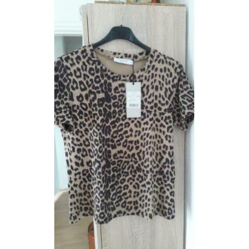 Nieuw costes beige bruin leopard shirt en riem mt m