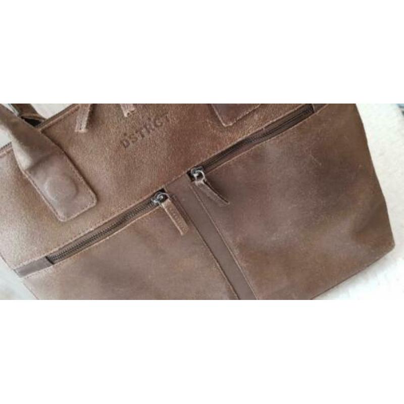 District aktetas werktas laptoptas ruw leer bruin