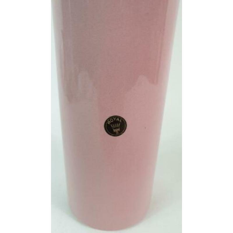 Vintage vaas Royal Gouda, oud roze, aardewerk. 2A14