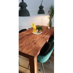 Robuuste eettafel van teakhout. 200cm×100cm×80cm