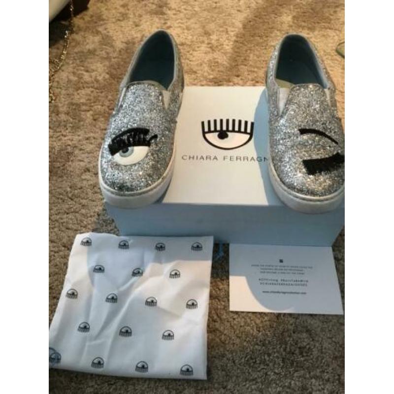 CHIARA FERRAGNI espadrilles, maat 39 zilverkleurig
