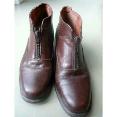 Vintage bruine leren schoenen laarsjes 38 de bijnkorf