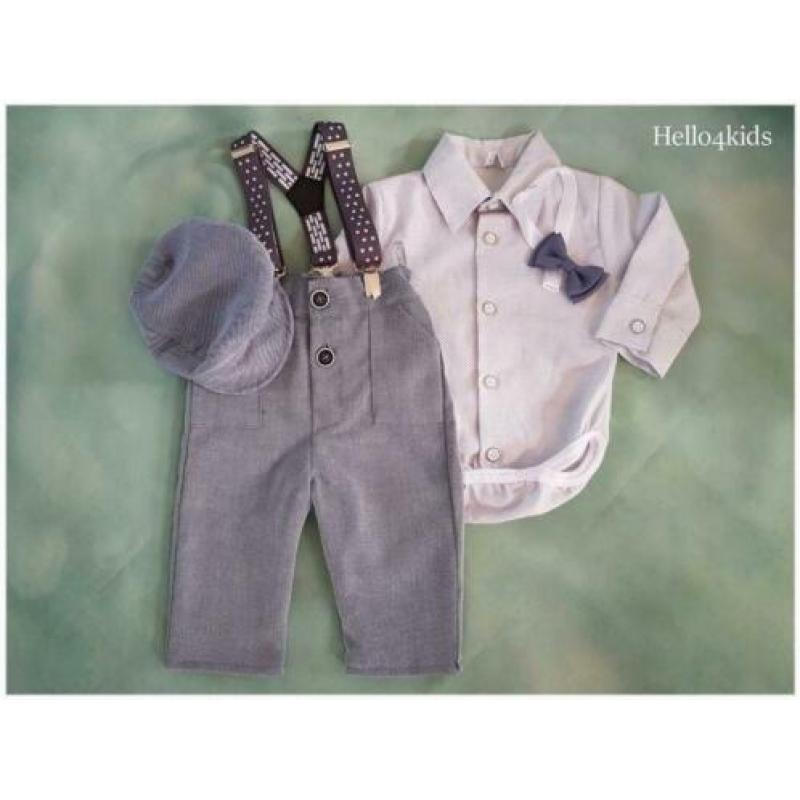 68 grijs baby kostuumpje bruidsjonker pakje doop doopkleding